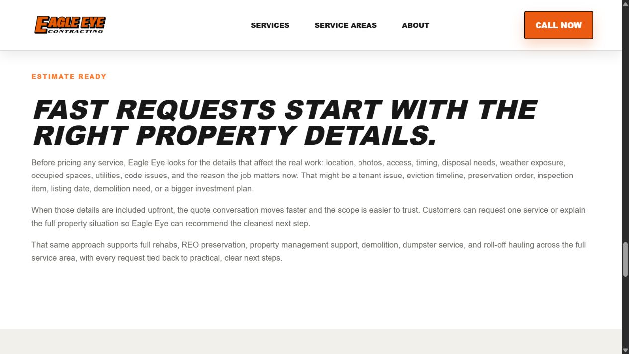 Eagle Eye Contracting services content